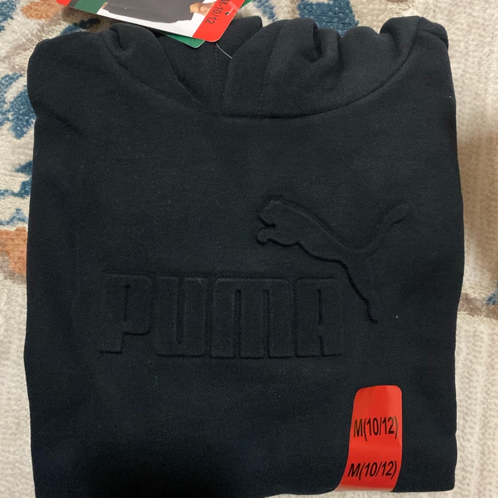New Black Puma Youth Hoodie M 10-12 S 7-8